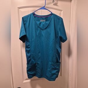 Healing Hands Large Teal V Neck Scrub Top & Bottoms